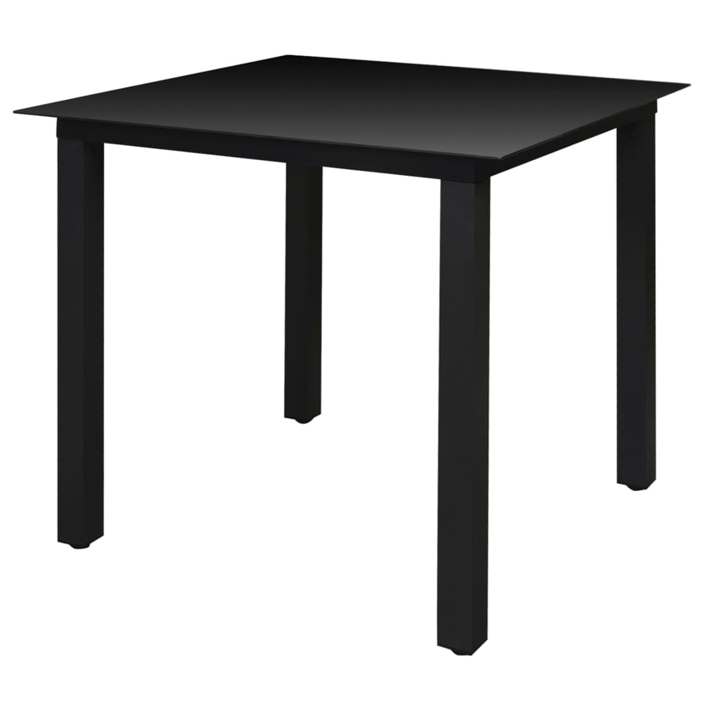 Garden Dining Set Black Powder-coated aluminum, textilene, glass