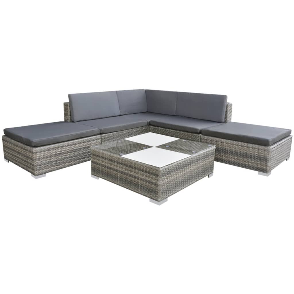 Garden Furniture Set Grey PE Rattan Medium Modular