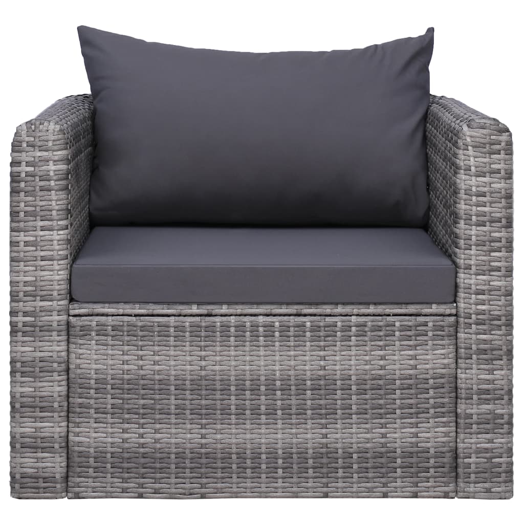 Garden Chair Grey PE Rattan Medium Removable Covers