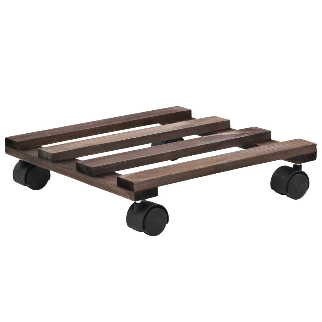 Plant Roller Brown Cedar Wood Compact Rotatable Plant Roller