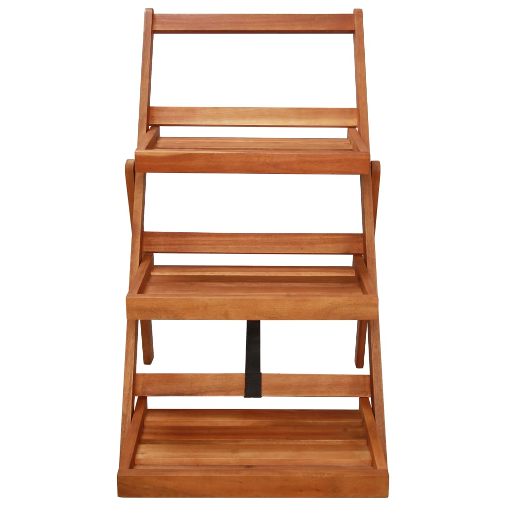 Plant Stand Brown Solid Acacia wood Medium Foldable Plant Stand