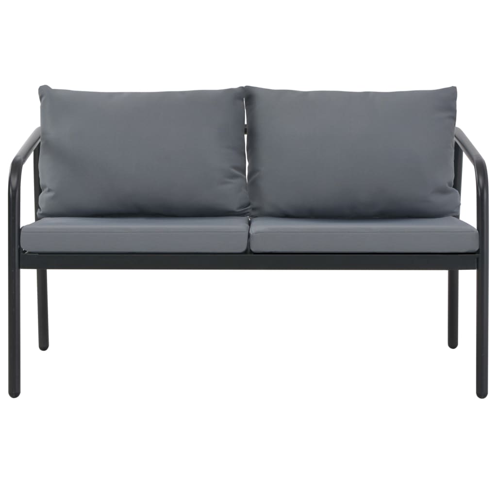 Sofa Dark Grey Frame, Light Grey Cushions Aluminum, 100% Polyester