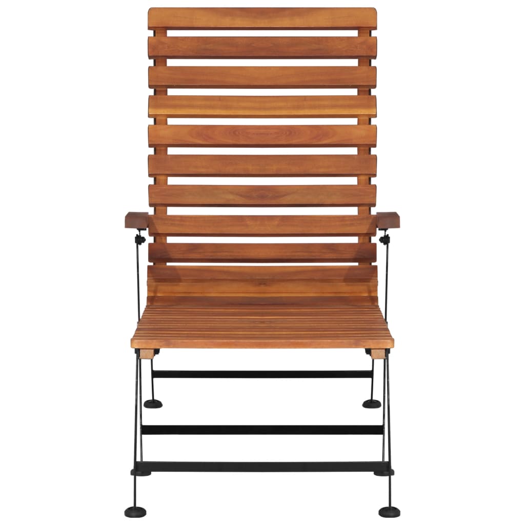 Deck Chair Brown, Black Acacia wood, Steel Standard Foldable