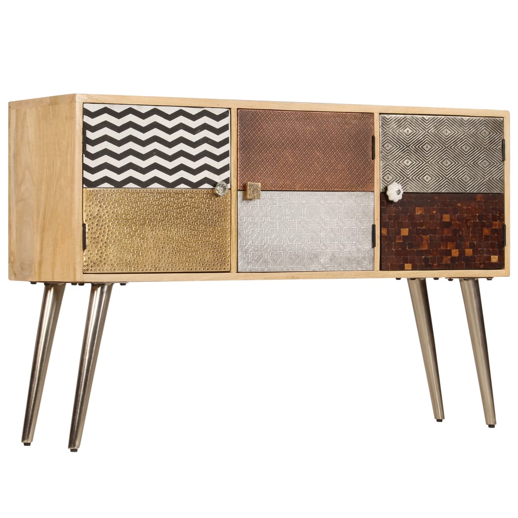 Sideboard Naturally stained wood with multicolored patterns