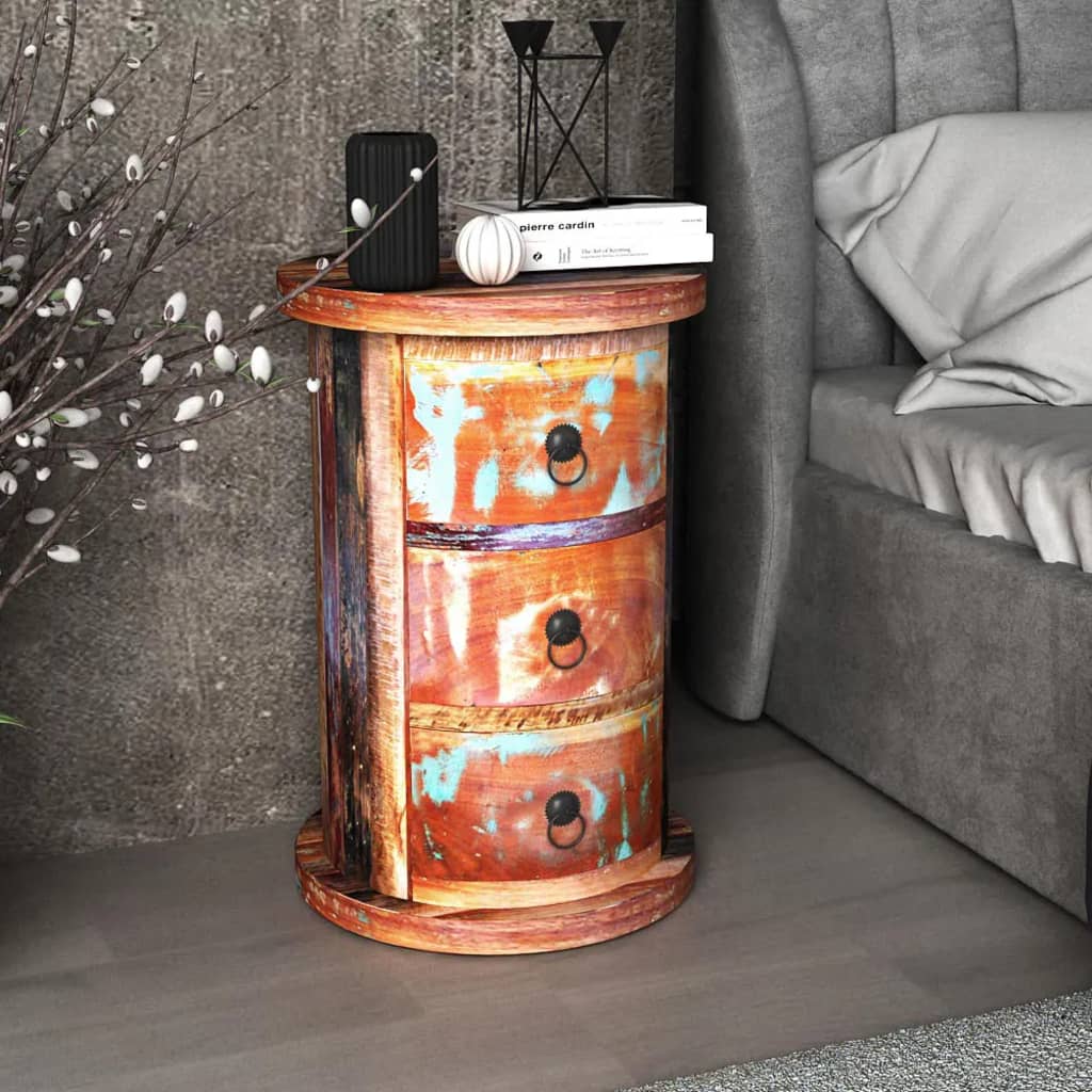 Storage Cabinet Multicolored Reclaimed solid wood, Iron Small