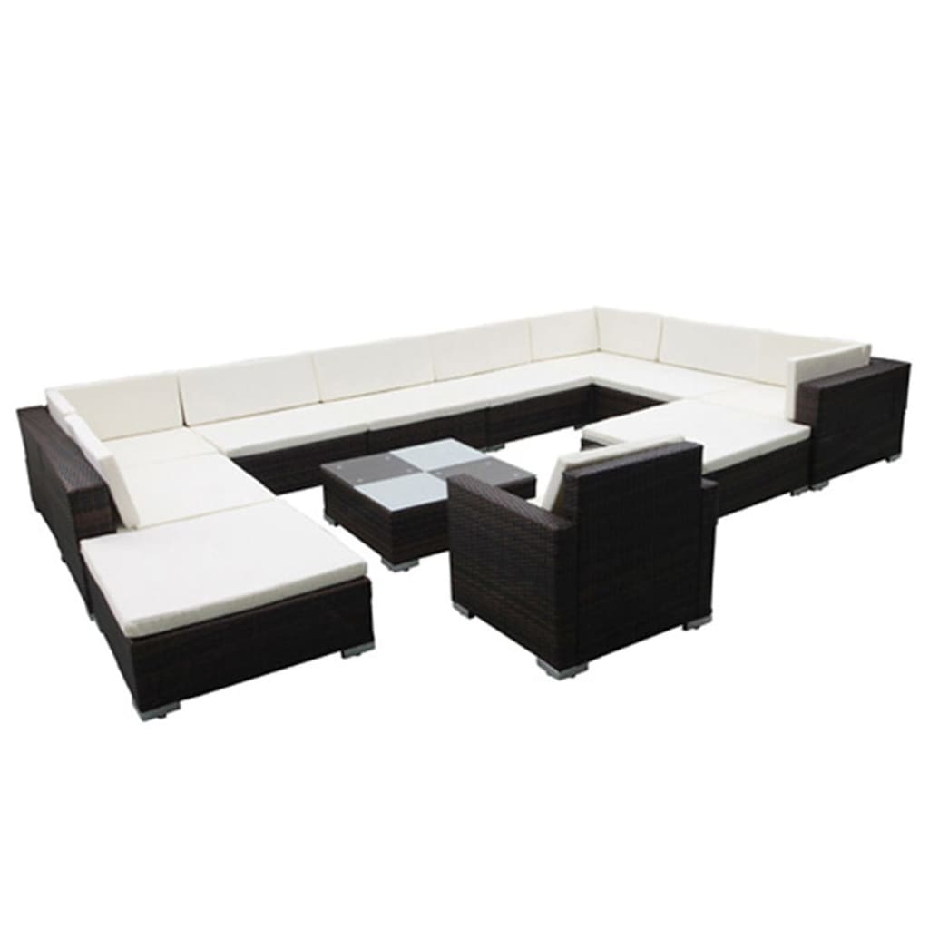 Patio Furniture Set Set of 12 Brown Powder-coated steel Large