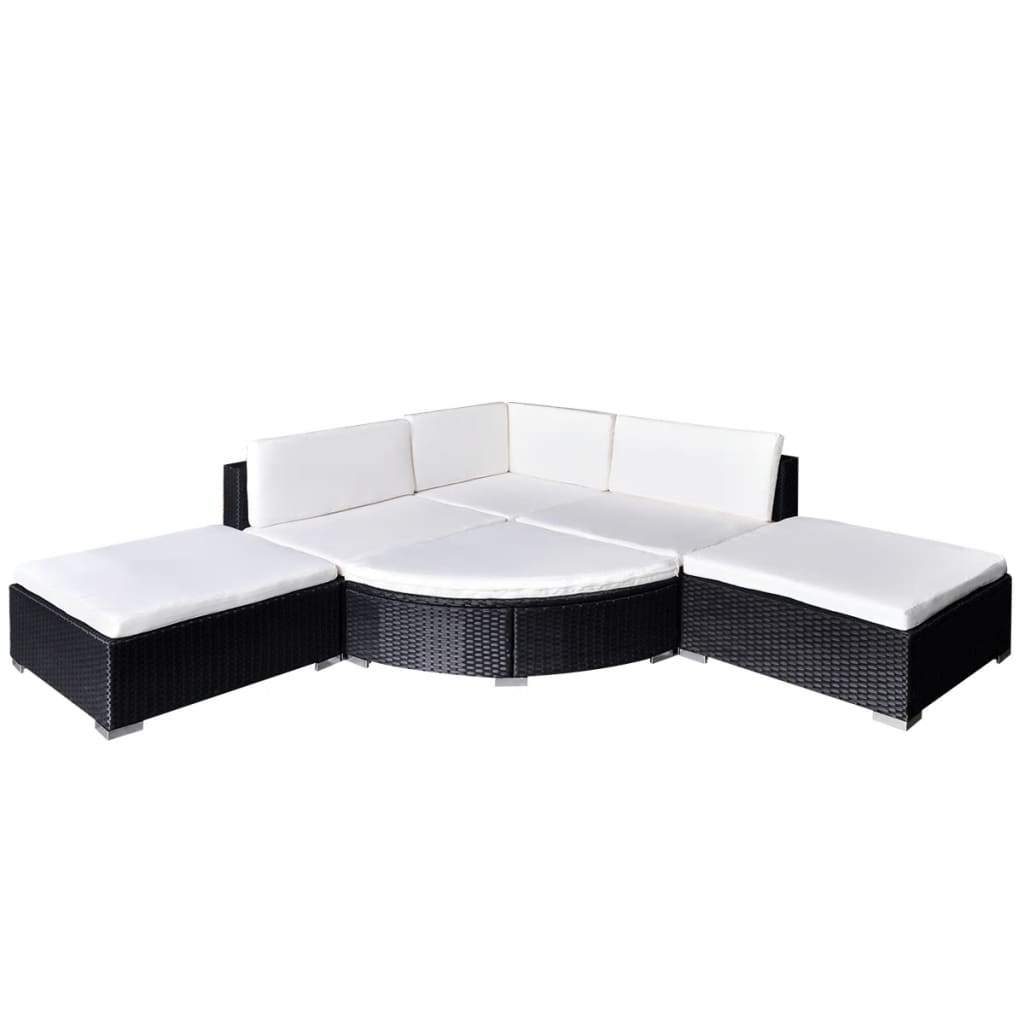Lounge Set Black PE Rattan Large Modular Lounge Set