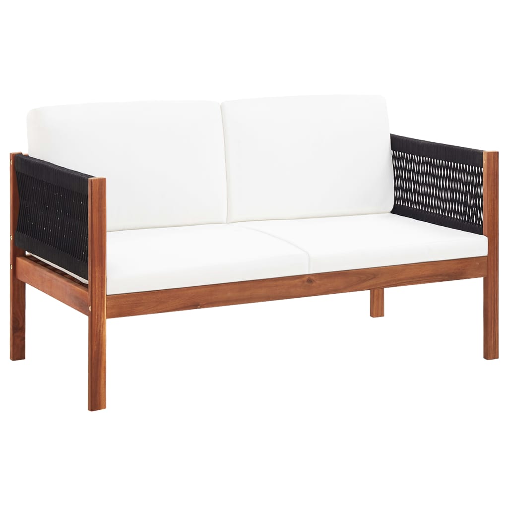 Garden Lounge Set Natural wood color Solid Acacia wood, Rope Medium