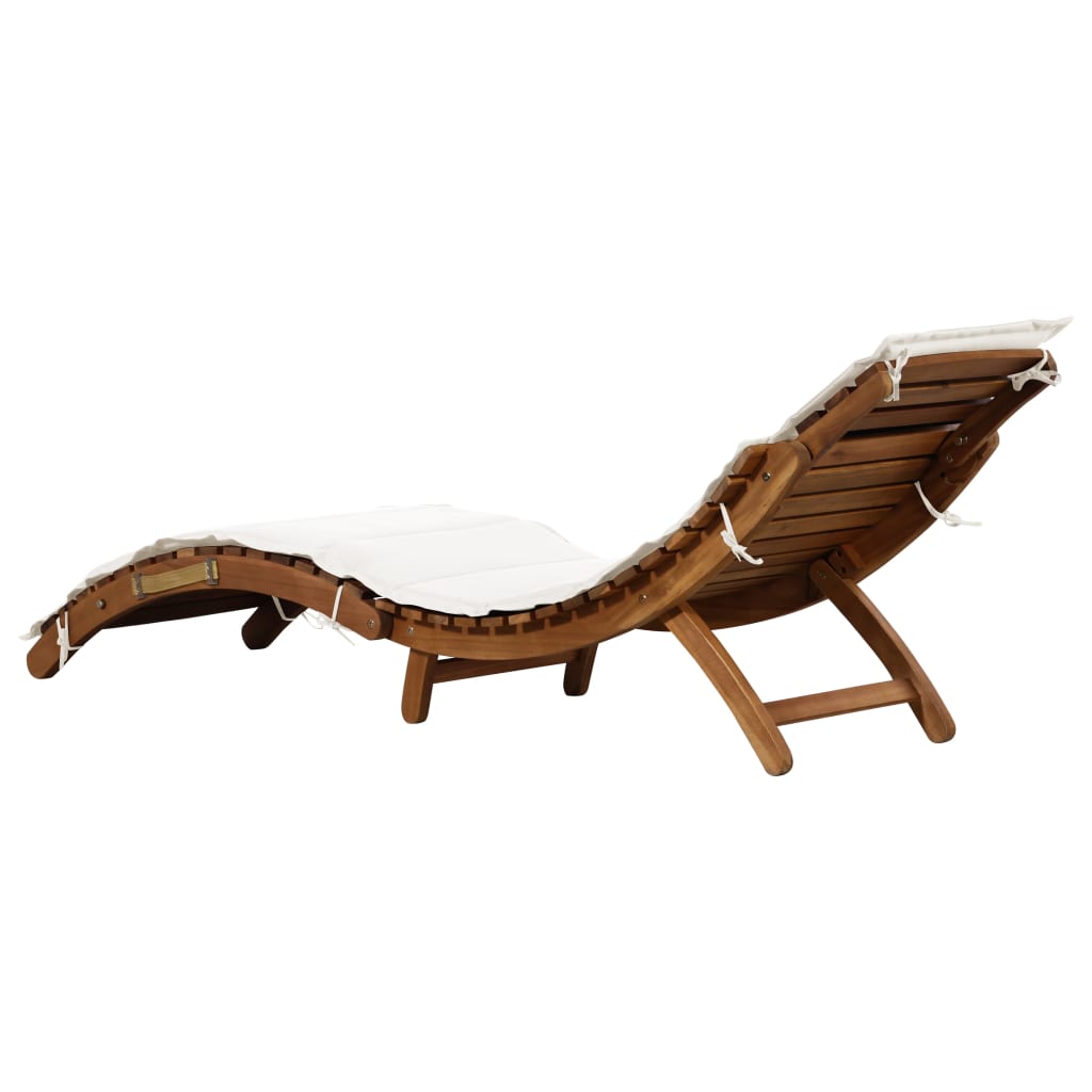 Sun lounger cream 21.65 x 72.44 x 25.20 in Solid Acacia Wood