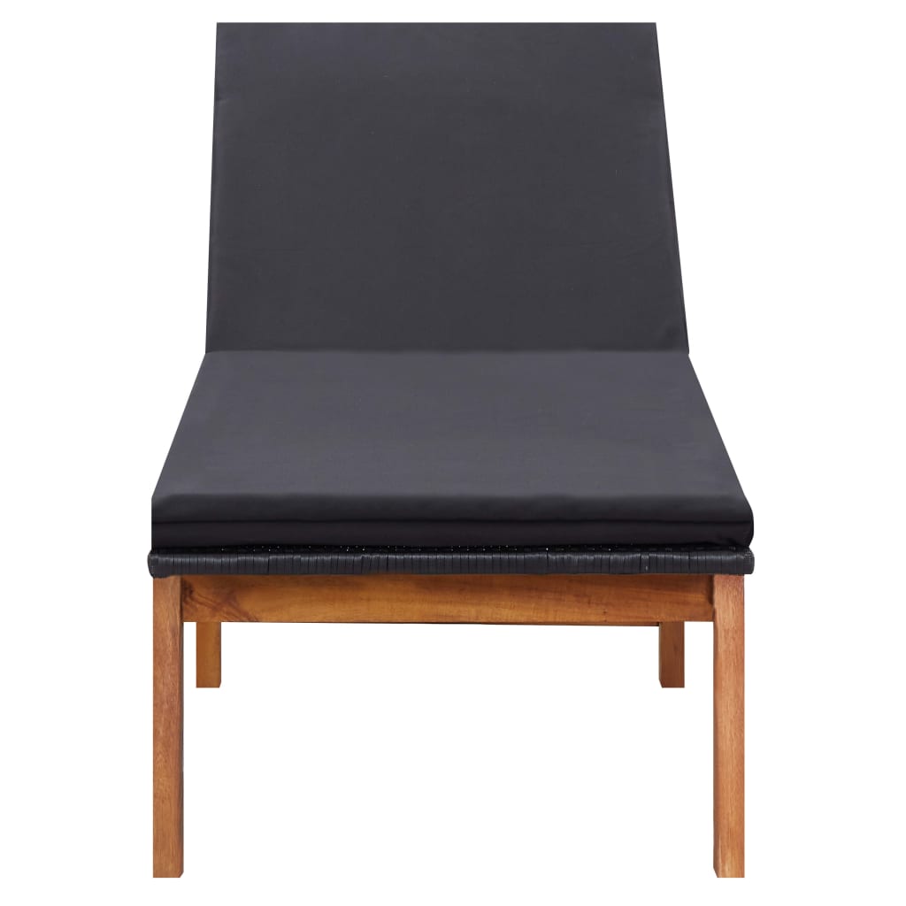 Sunlounger Black and brown PE rattan Standard Height-Adjustable