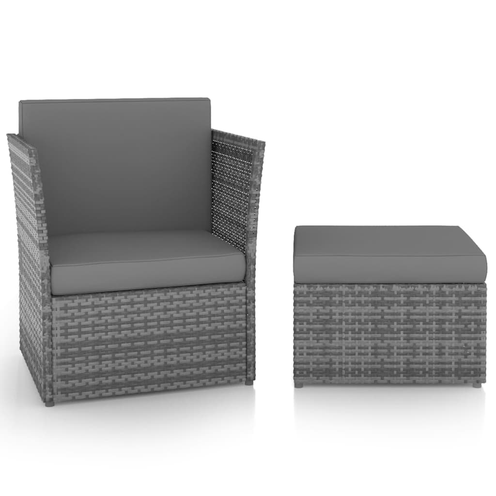 Patio Chair Anthracite Powder-coated steel, PE rattan Medium