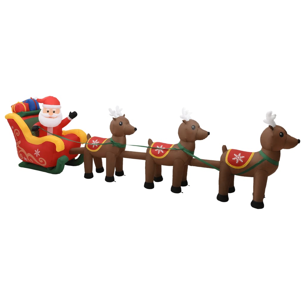 Santa Reindeer Sleigh Multicolor Fabric Large