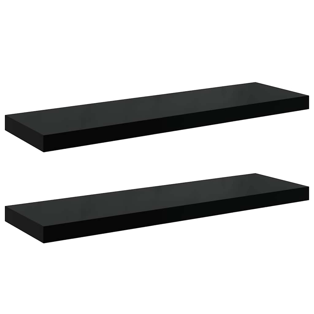 Wall Shelf Set of 2 High gloss black Honeycomb MDF, metal