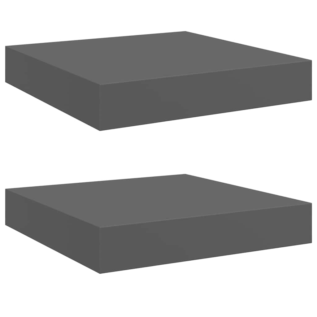 Wall Shelf Set of 2 High gloss gray Honeycomb MDF, Metal