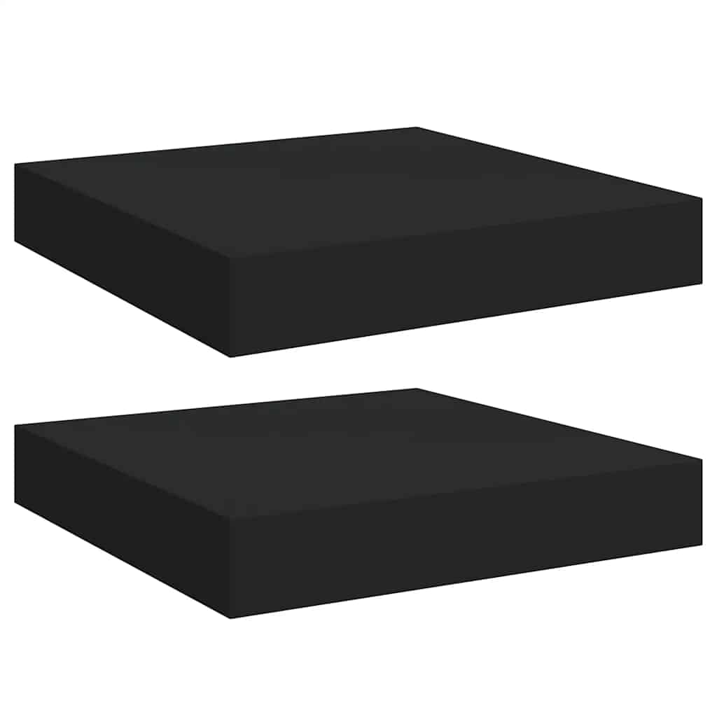 Wall Shelf Set of 2 Black Honeycomb MDF, metal Compact