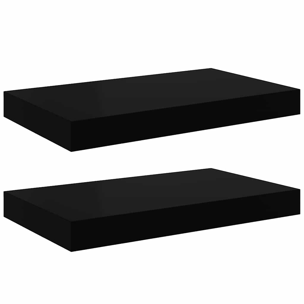 Wall Shelf Set of 2 Black Honeycomb MDF, metal Medium