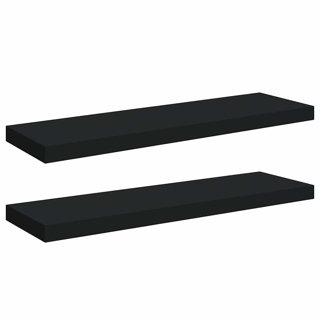 Wall Shelf Set of 2 Black Honeycomb MDF and Metal 31.5 in