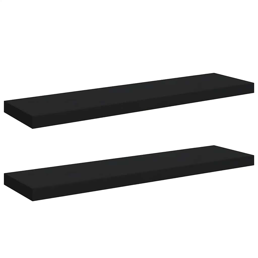 Wall Shelf Set of 2 Black Honeycomb MDF, Metal Wall mounting