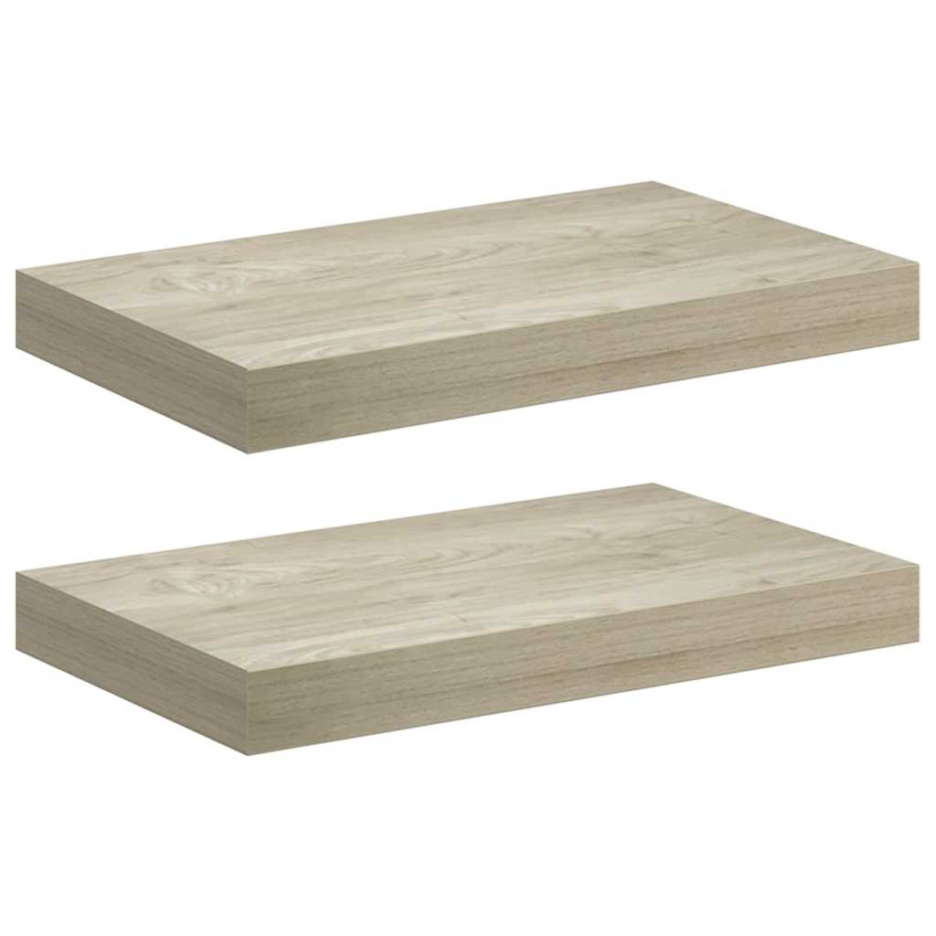 Wall Shelf Set of 2 Oak Honeycomb MDF, Metal 15.7 x 9.1 x 1.5 in