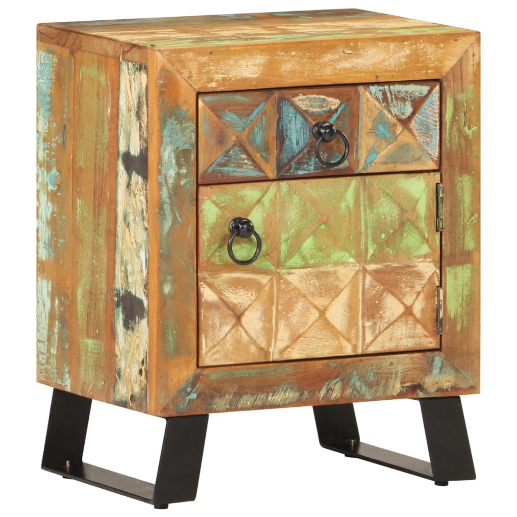 Bedside Cabinet Mixed colors of reclaimed wood Solid reclaimed wood