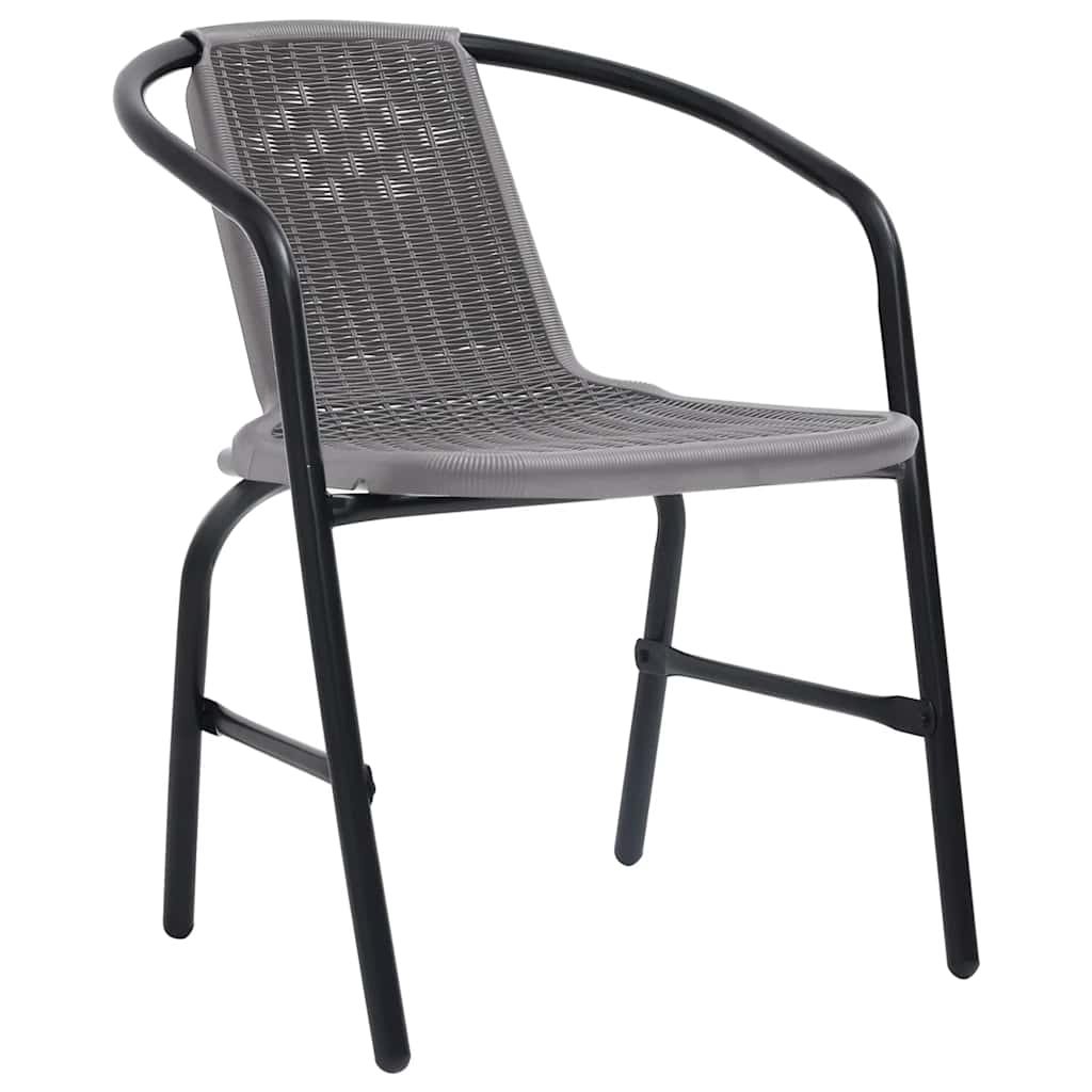 Garden Chair Set of 2 Black Plastic Rattan, Steel Standard