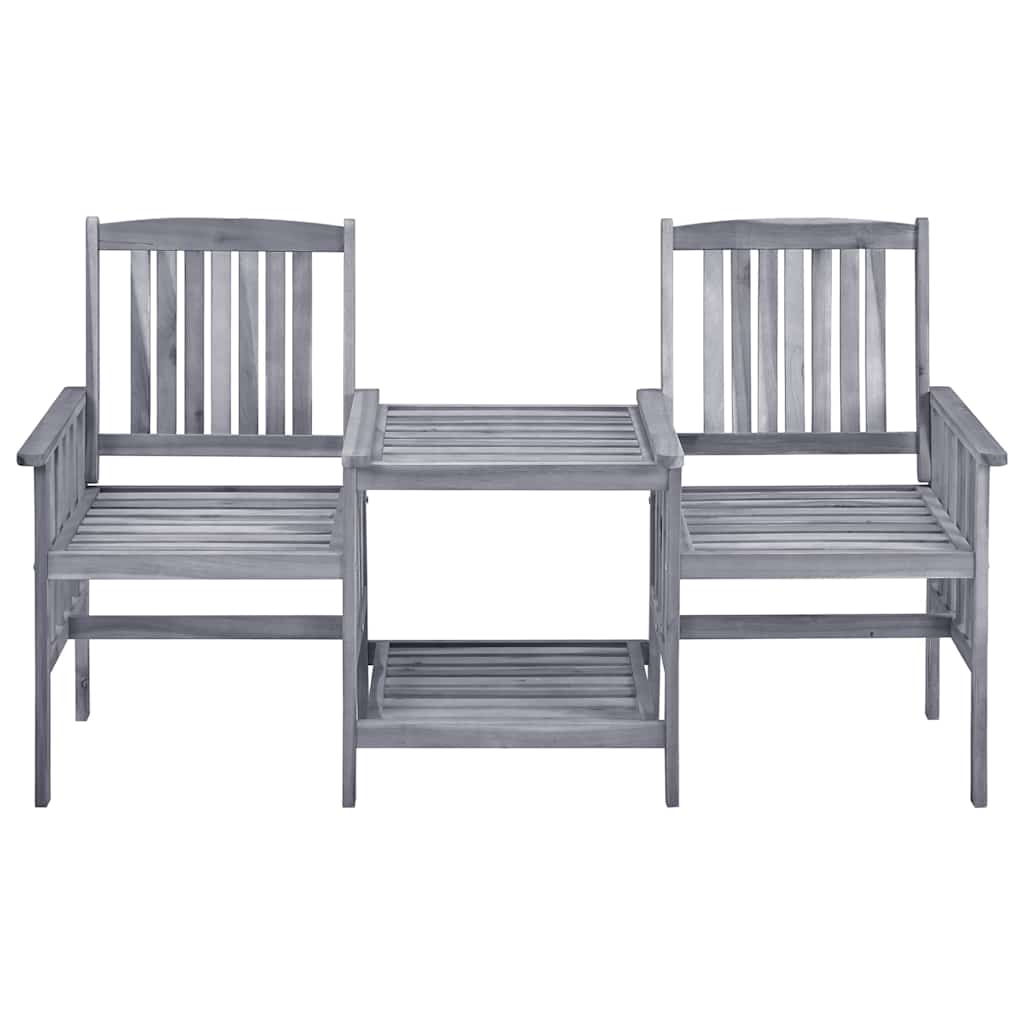 Garden Chair With Tea Table Grey Solid Acacia Wood Medium Durable