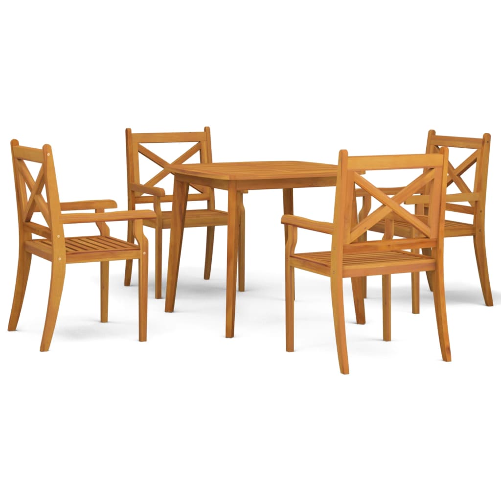 Garden Dining Set Natural Wood Solid Acacia Wood Medium Durable