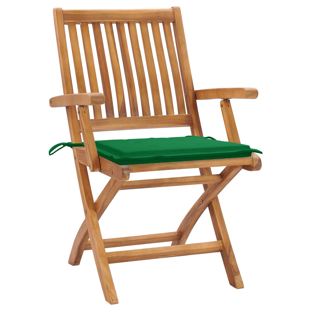 Patio Chair Set of 2 Green, Natural Teak Fine sanded teak hardwood