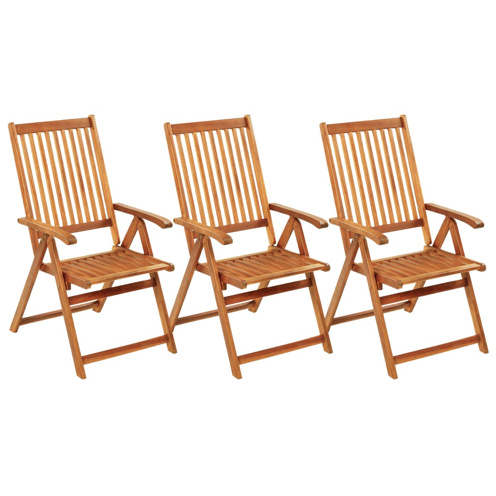 Garden Chair Set of 3 Anthracite Solid Acacia wood Standard