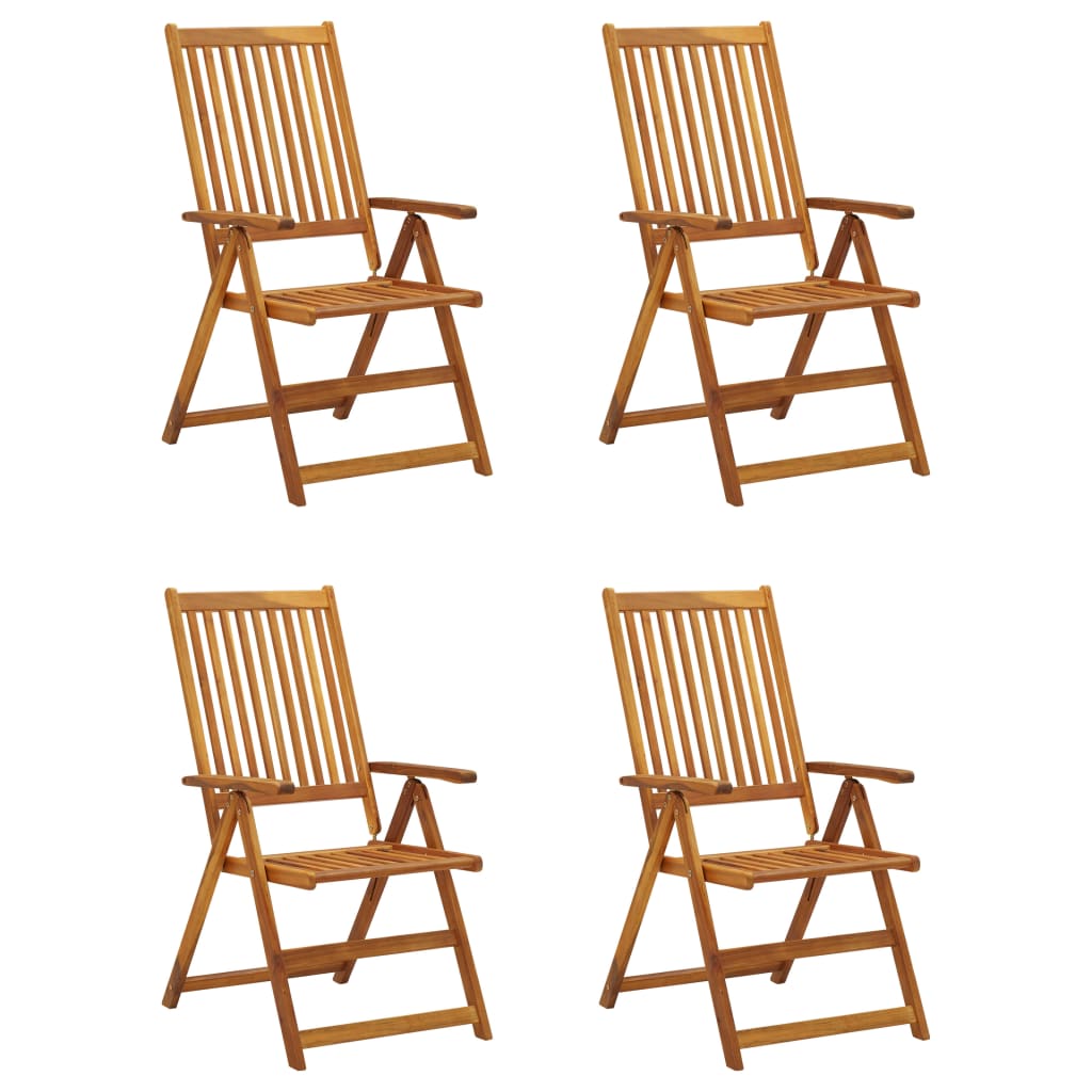Garden Chair Set of 4 Wood Brown Solid Acacia wood, 100% polyester