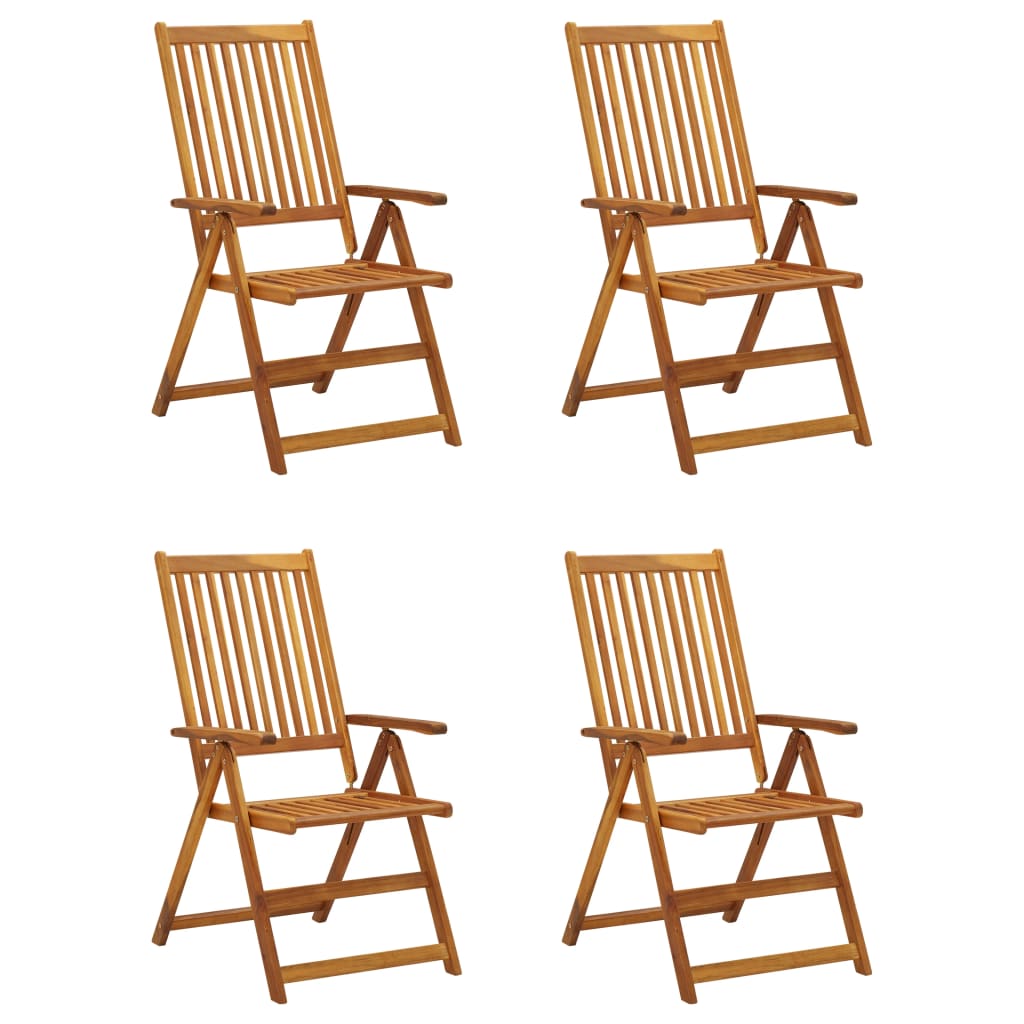 Garden Chair Set of 4 Natural wood with black cushion