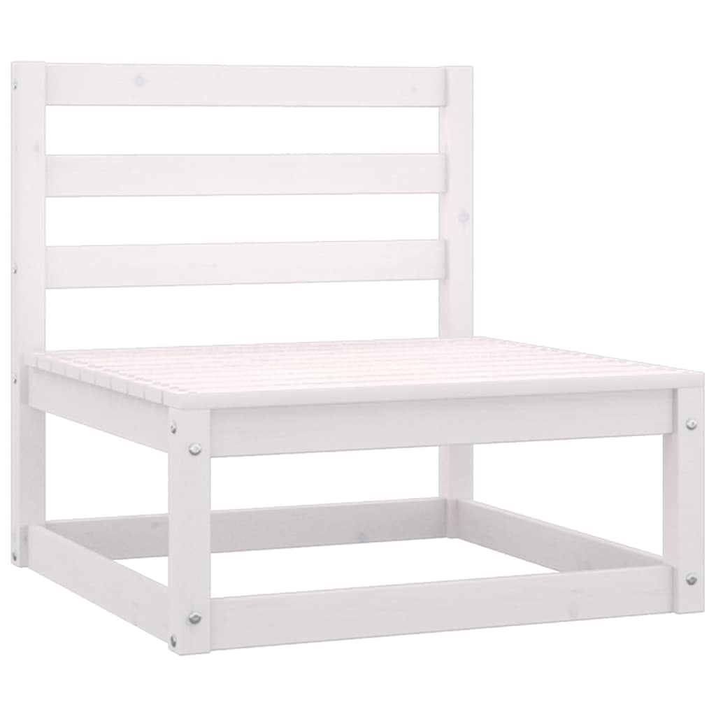 Wooden Lounge Set White Solid pinewood, fabric (100% polyester)