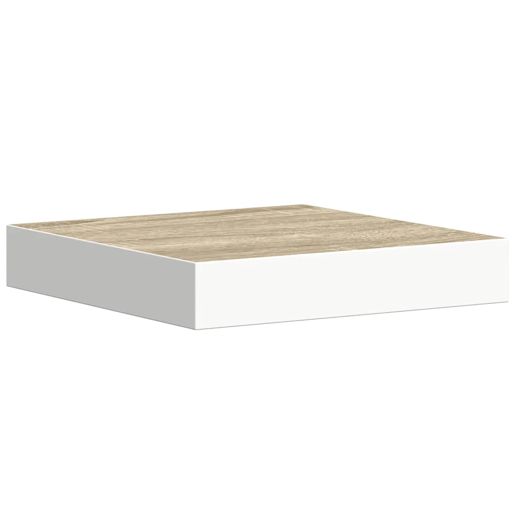 Wall Shelf Oak and White Honeycomb MDF, Metal 9.1 x 9.3 x 1.5 in