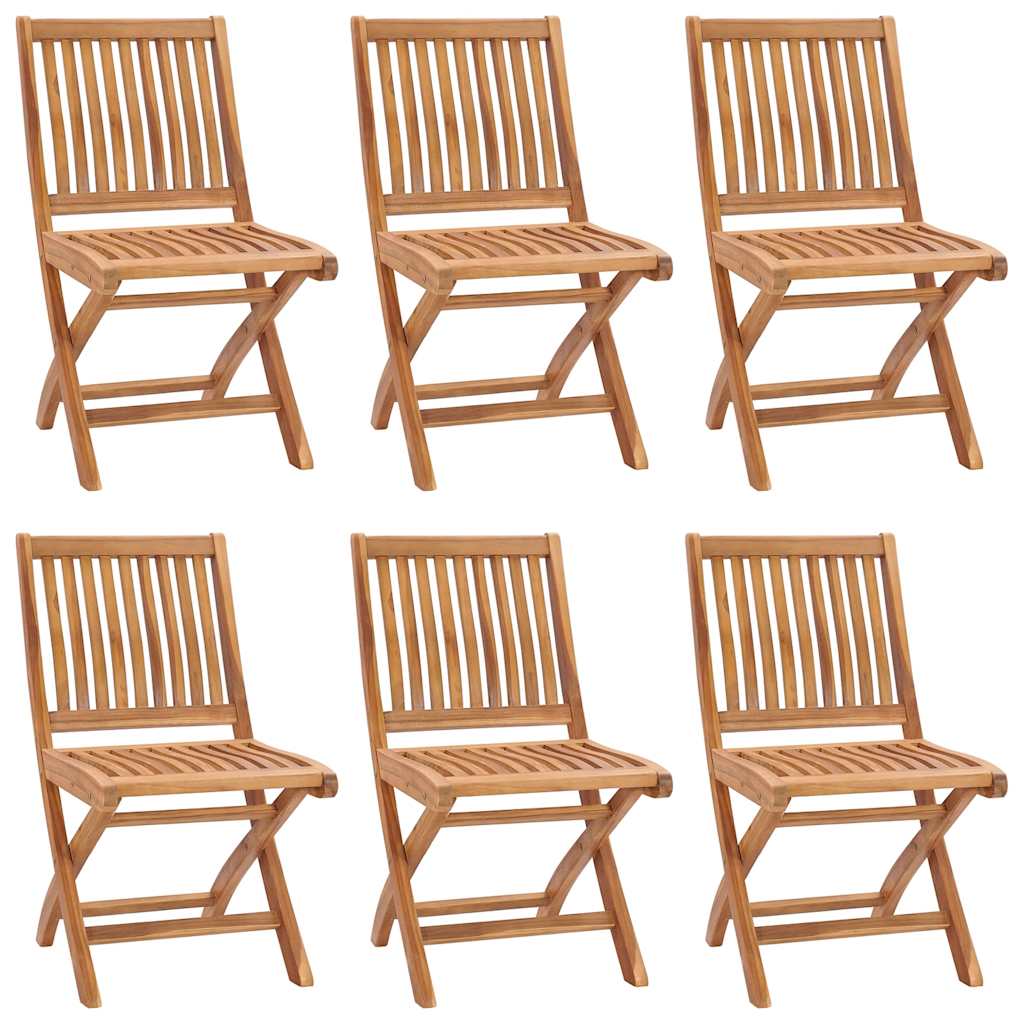 Garden Chair Set of 6 Natural wood, grey Teak wood, polyester