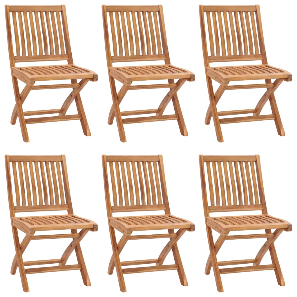 Patio Chair Set of 6 Green Solid teak wood, Polyester 18.3 inches