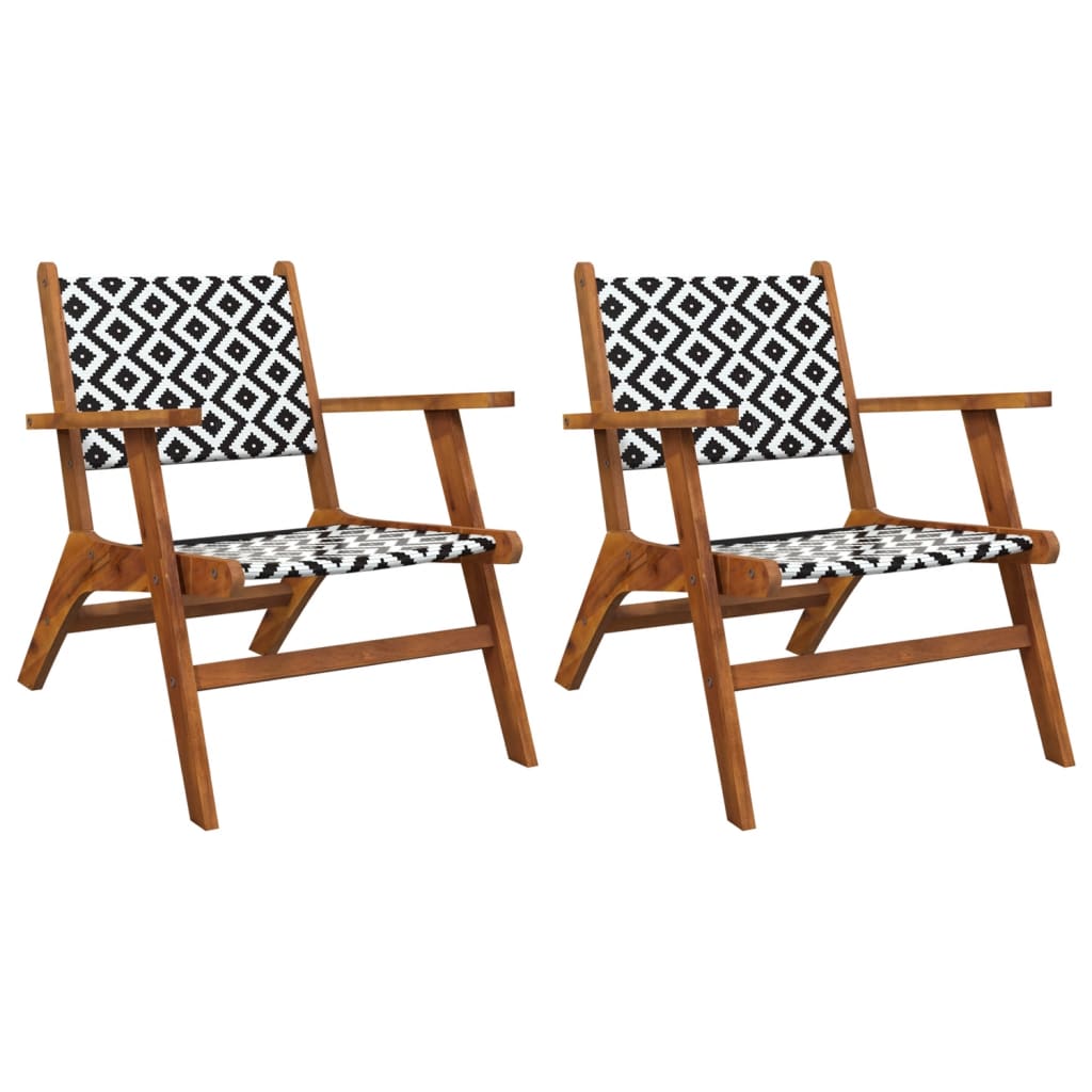 Garden Chair Brown and Black Solid Acacia wood, poly rattan