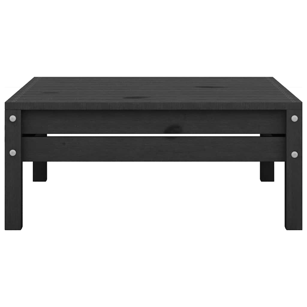 Garden Footstool Black Solid Pine Wood Medium Modular