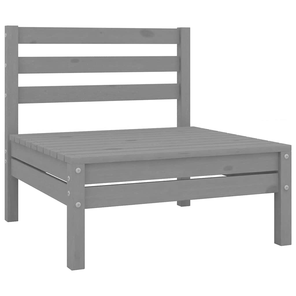 Middle Sofa Grey Solid pine wood Medium Modular Garden Sofa