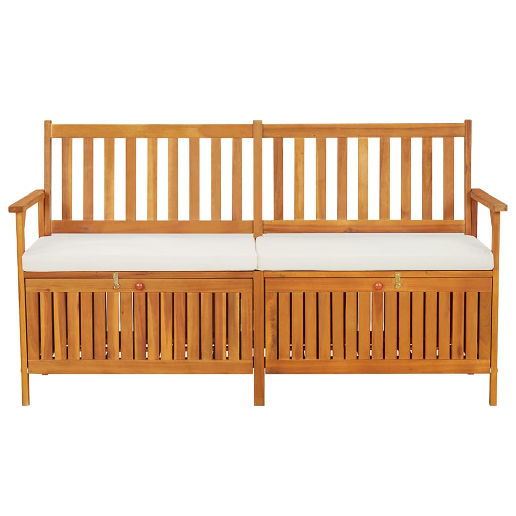 Bench Brown, Cream White Solid Acacia wood, 100% polyester fabric