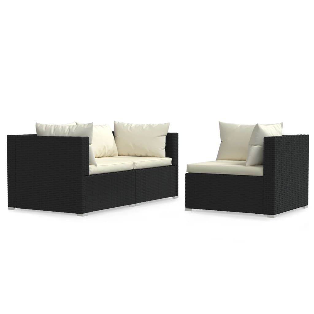 Garden Lounge Set Black PE rattan Standard Modular