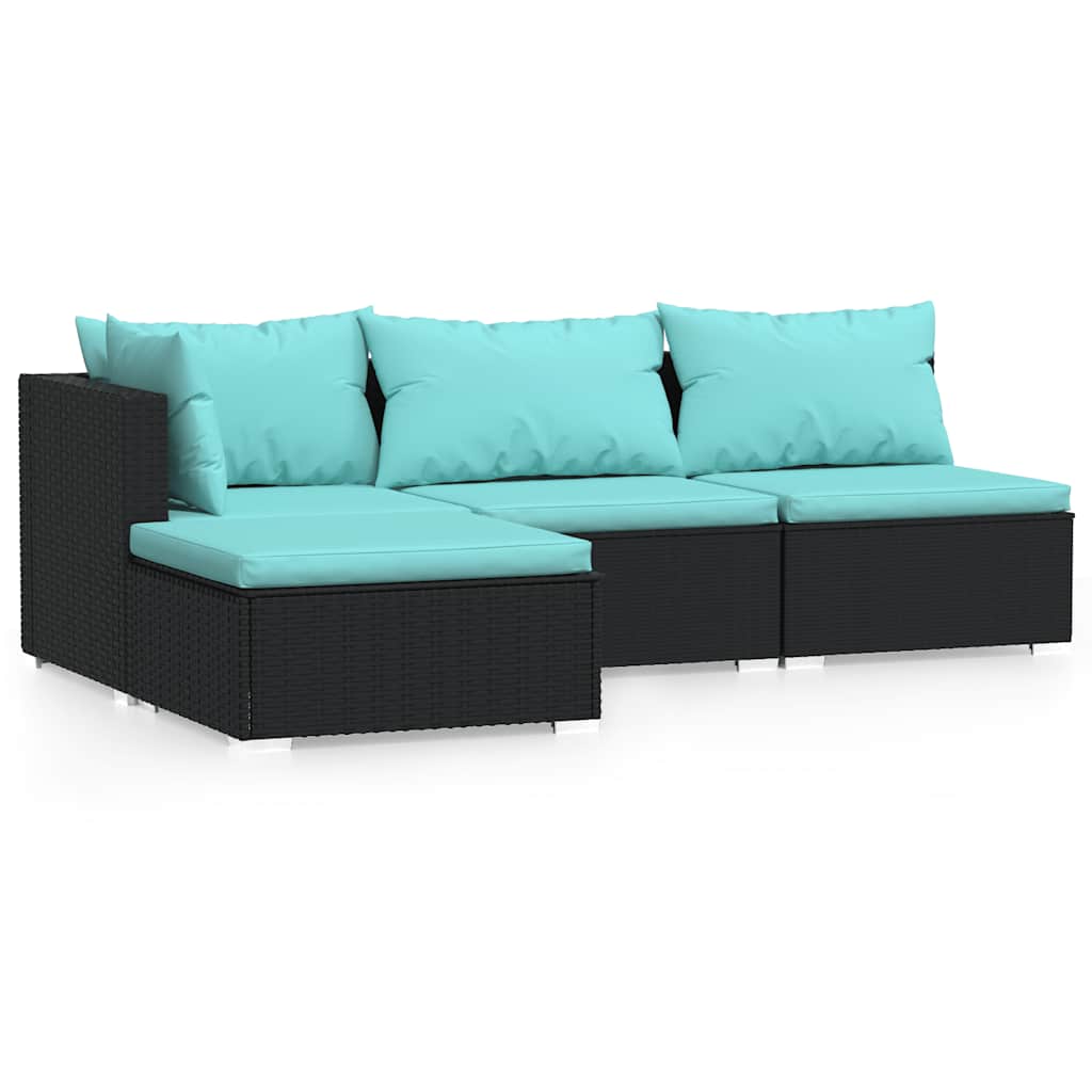 Garden Lounge Set Black sofa set, Aqua cushions