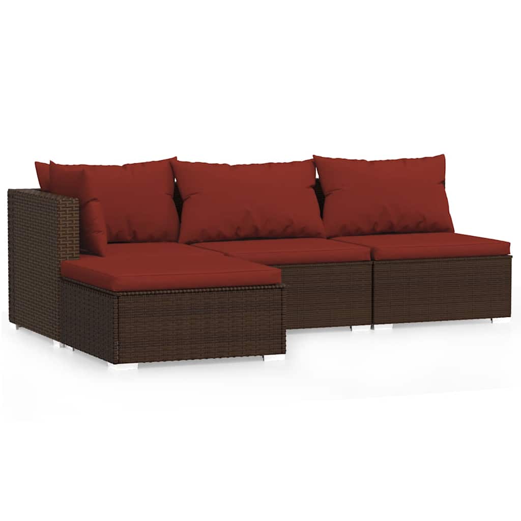 Garden Lounge Set Brown PE rattan Modular Garden Lounge Set