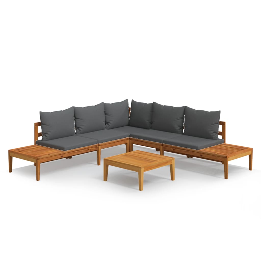 Garden Lounge Set Dark grey, Natural wood