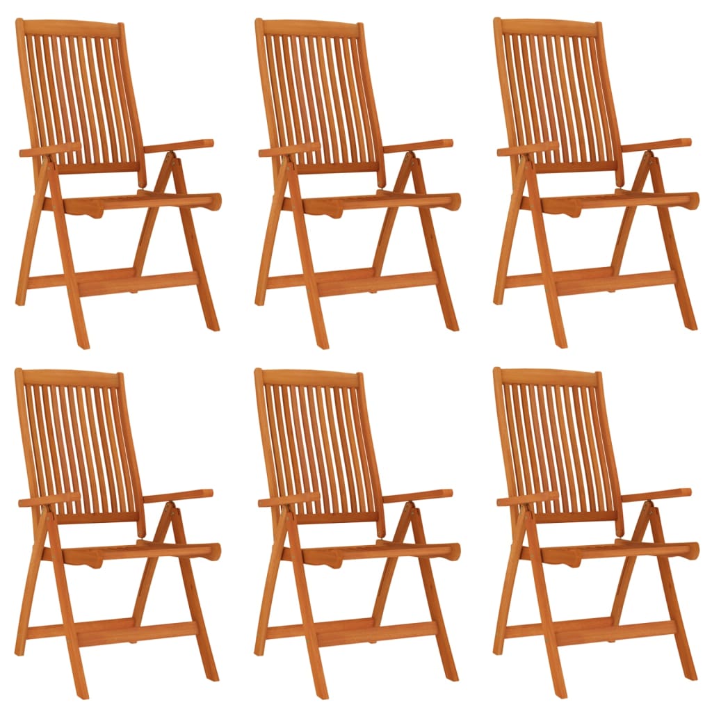 Garden Chair Set of 6 Brown Solid eucalyptus wood Medium