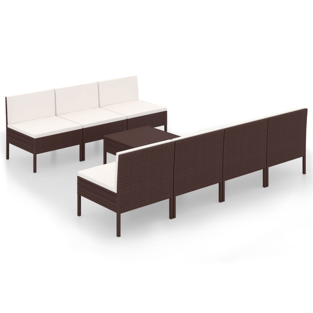 Garden Lounge Set Brown, Cream White