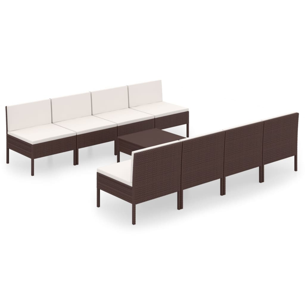 Garden Lounge Set Brown PE rattan Large Modular