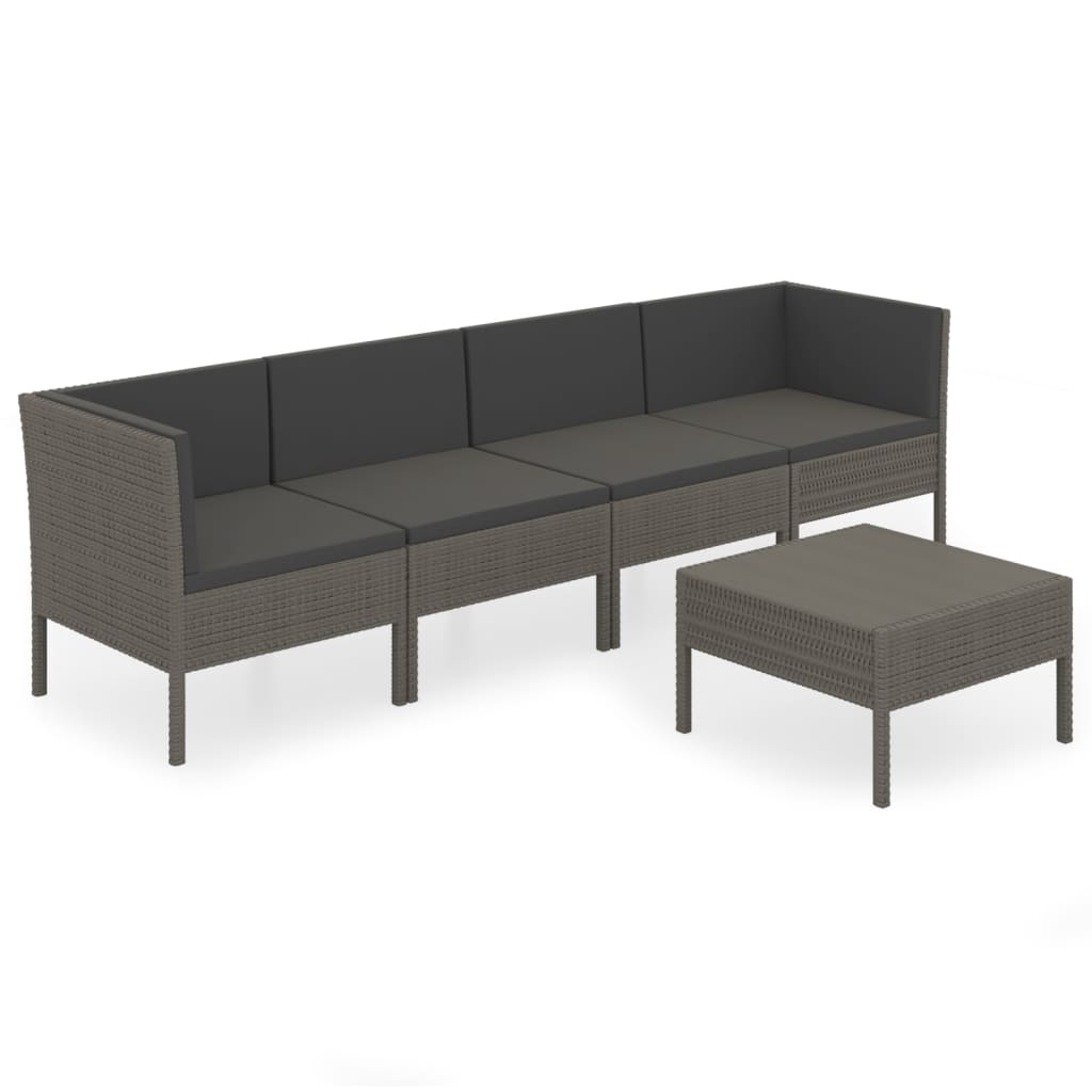 Garden Lounge Set Grey/Anthracite PE rattan, powder-coated steel