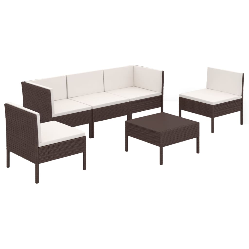 Garden Lounge Set Brown and Cream White