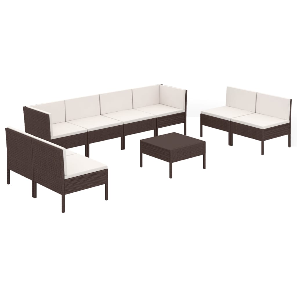 Garden Lounge Set Brown and Cream White