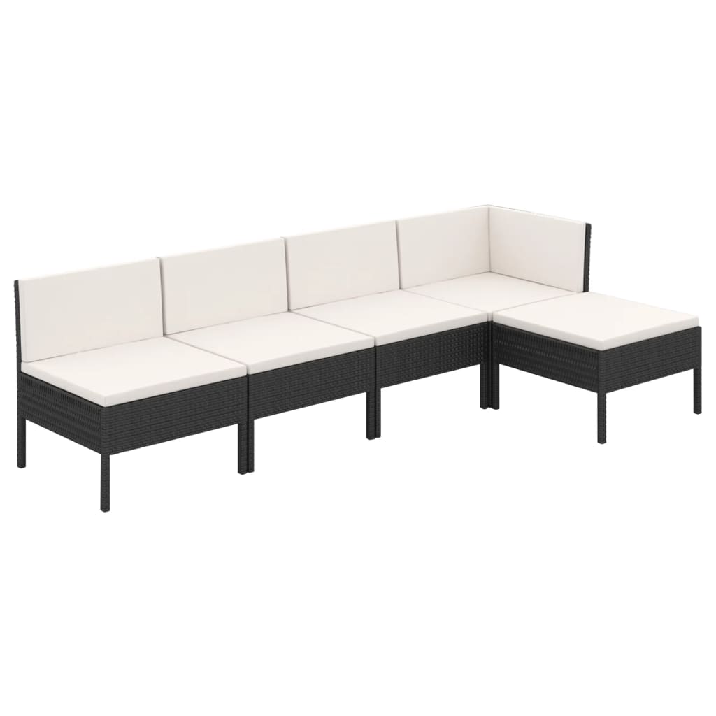 Garden Lounge Set Black, Cream White